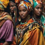 A montage depicting diverse global fashion, including colorful African textiles, Asian silk scarves, and artisan accessories, representing ethical and sustainable craftsmanship.