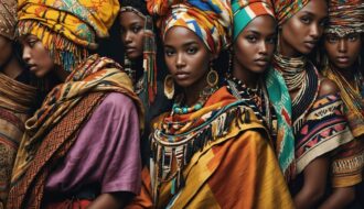 A montage depicting diverse global fashion, including colorful African textiles, Asian silk scarves, and artisan accessories, representing ethical and sustainable craftsmanship.