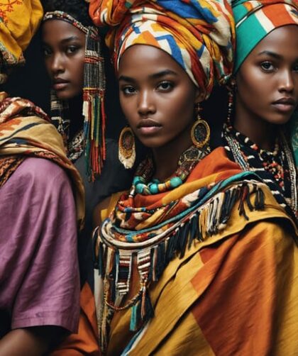 A montage depicting diverse global fashion, including colorful African textiles, Asian silk scarves, and artisan accessories, representing ethical and sustainable craftsmanship.